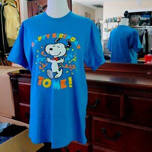 Blue Short Sleeve Cotton Tees w/Snoopy Print on Front